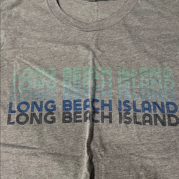 Next Level Apparel Gray Tee with Blue and Green Graphic - Picture 1 of 2